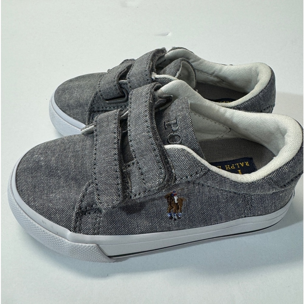 Polo Ralph Lauren Gray Velcro Sneakers Size 6.5